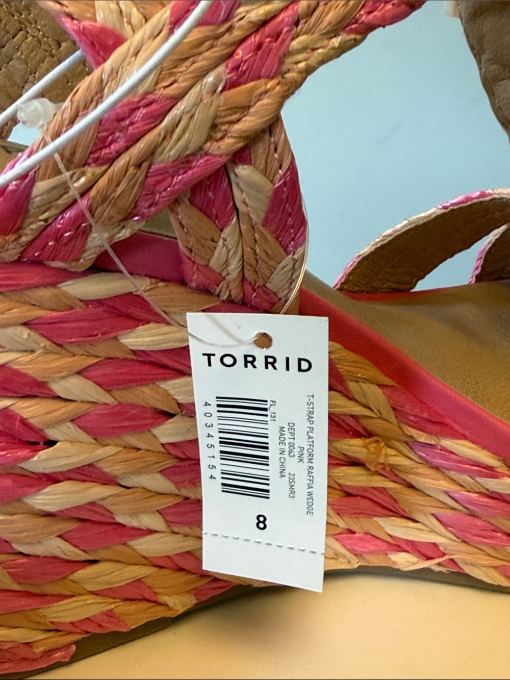 torrid Pink Braided Espadrille Wedge Sandals 8w - Picture 2 of 4